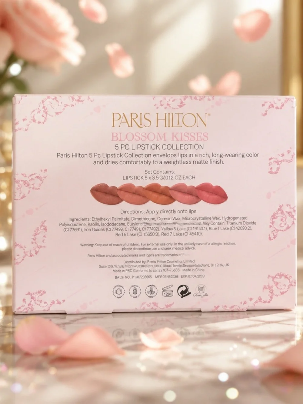 Paris Hilton Blossom Kisses 5 Pc Lipstick Collection Gift Set NIB